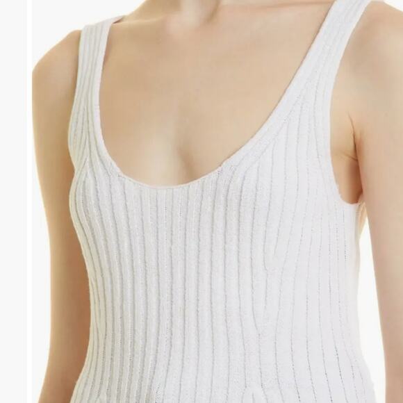 NEW Vince Rib Tie Back Cotton Blend White Ribbed Knit Tank Top - Picture 4 of 12